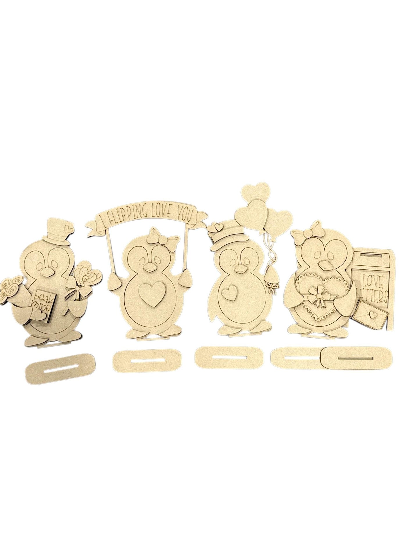 DIY Valentine Penguin Wood Paint Kit, Kids, Crafts, Home Decor Unfinished