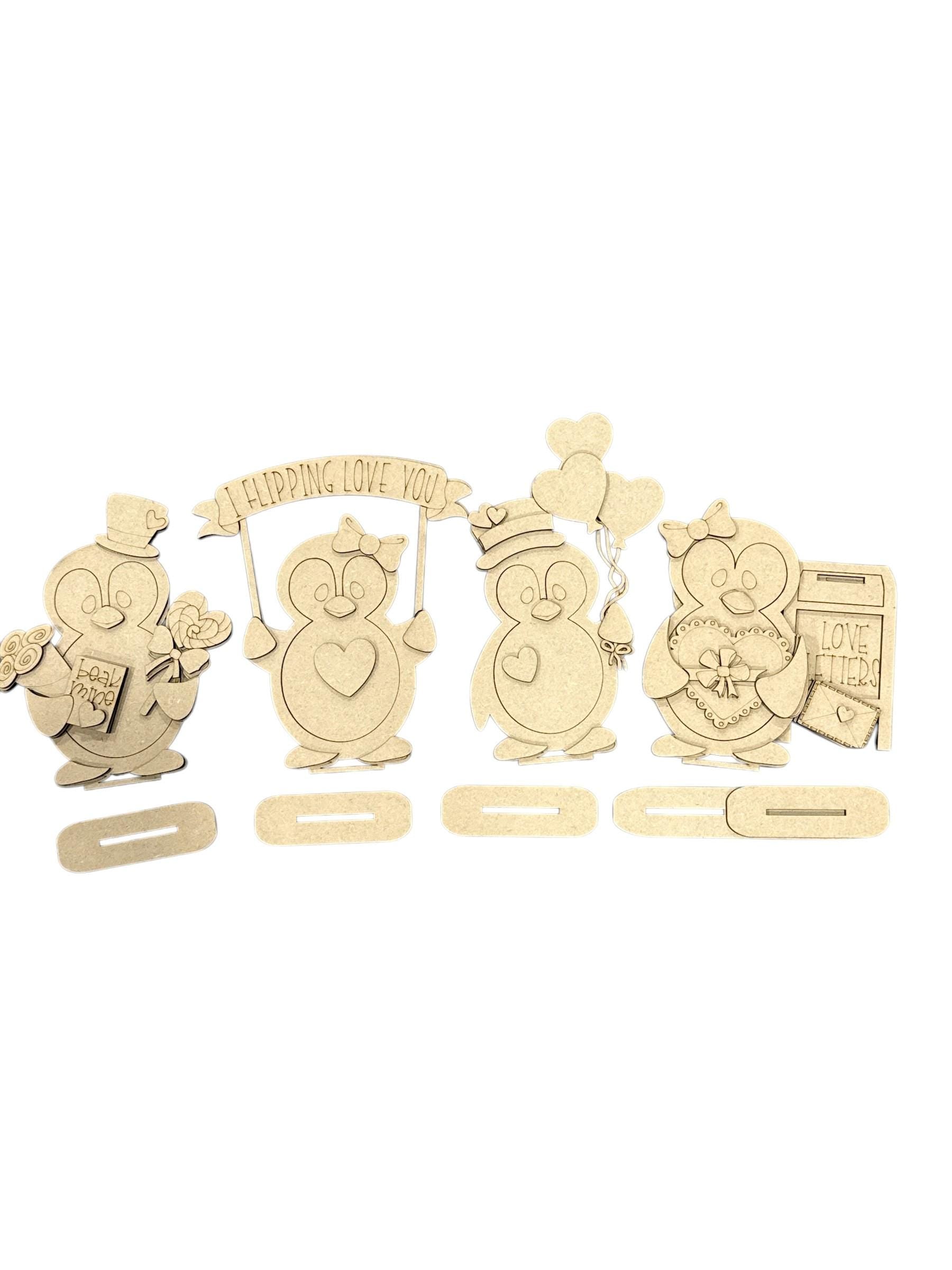 DIY Valentine Penguin Wood Paint Kit, Kids, Crafts, Home Decor Unfinished