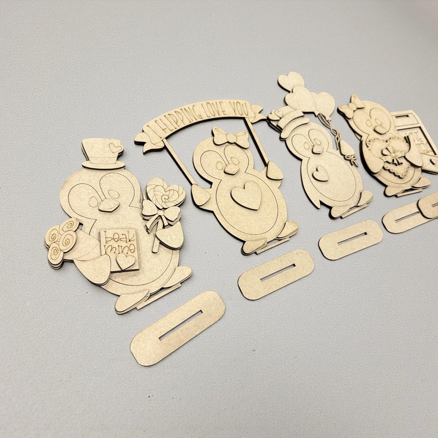 DIY Valentine Penguin Wood Paint Kit, Kids, Crafts, Home Decor Unfinished