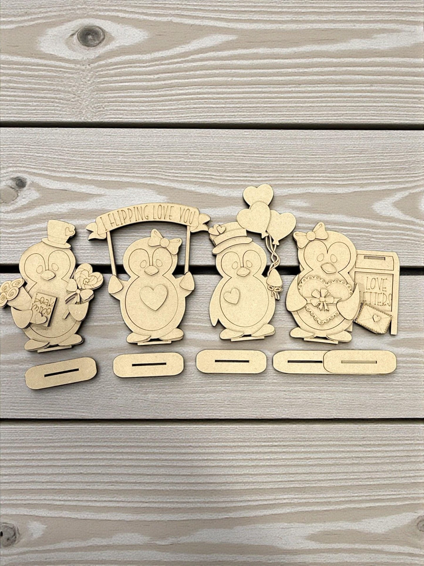 DIY Valentine Penguin Wood Paint Kit, Kids, Crafts, Home Decor Unfinished