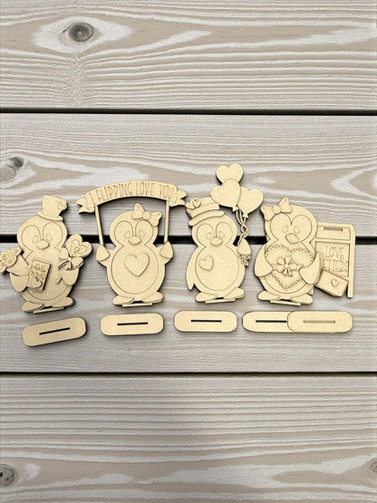 DIY Valentine Penguin Wood Paint Kit, Kids, Crafts, Home Decor Unfinished