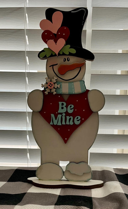 DIY Be Mine, Love Snowman Shelf Sitter, Unfinished