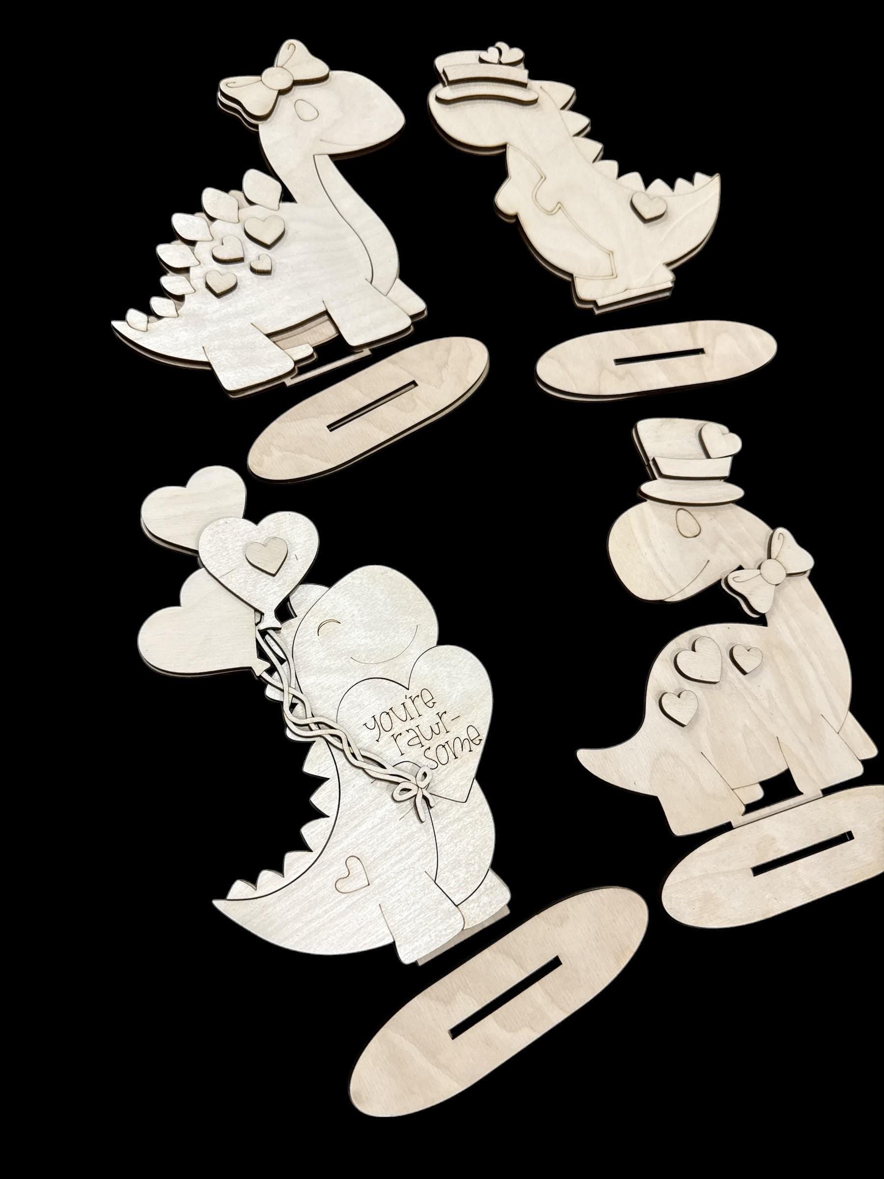 DIY Dinosaur Valentine Standing, TINY, Rawr, Roar, Love, Heart, Tiered Tray, Kids Craft
