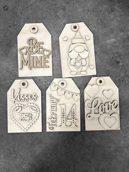 DIY Valentine Tags, Valentine Kids, Ornaments Unfinished, Gnome, Love, Kisses, Be Mine