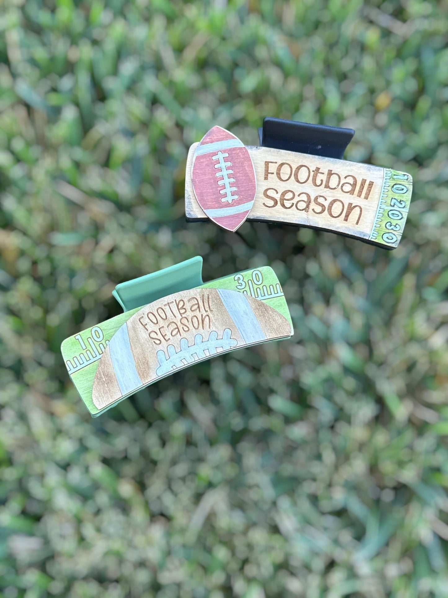 Football Season Hair Clip: Hand-Painted Claw Clip, Wooden