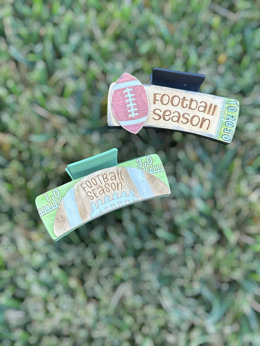 Football Season Hair Clip: Hand-Painted Claw Clip, Wooden