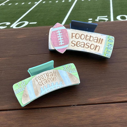 Football Season Hair Clip: Hand-Painted Claw Clip, Wooden