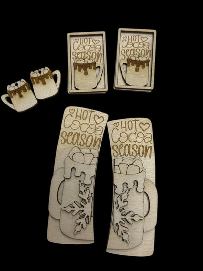 DIY Hot Cocoa Claw Clip: Unfinished Wood Laser Cut Blank, 2" and 4"