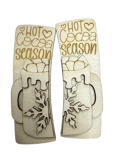 DIY Hot Cocoa Claw Clip: Unfinished Wood Laser Cut Blank, 2" and 4"