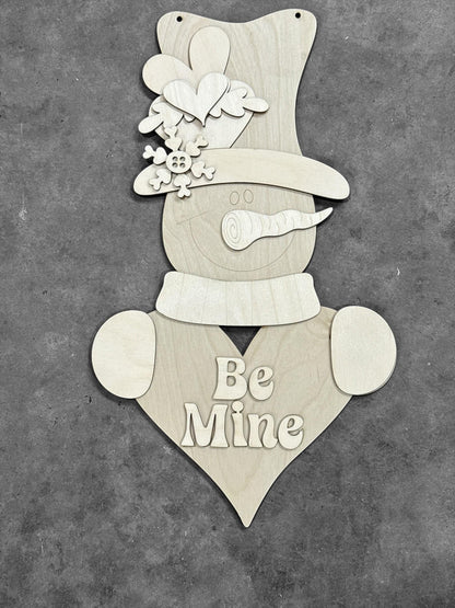 DIY Snowman Shaped Love Valentine Door Hanger, heart