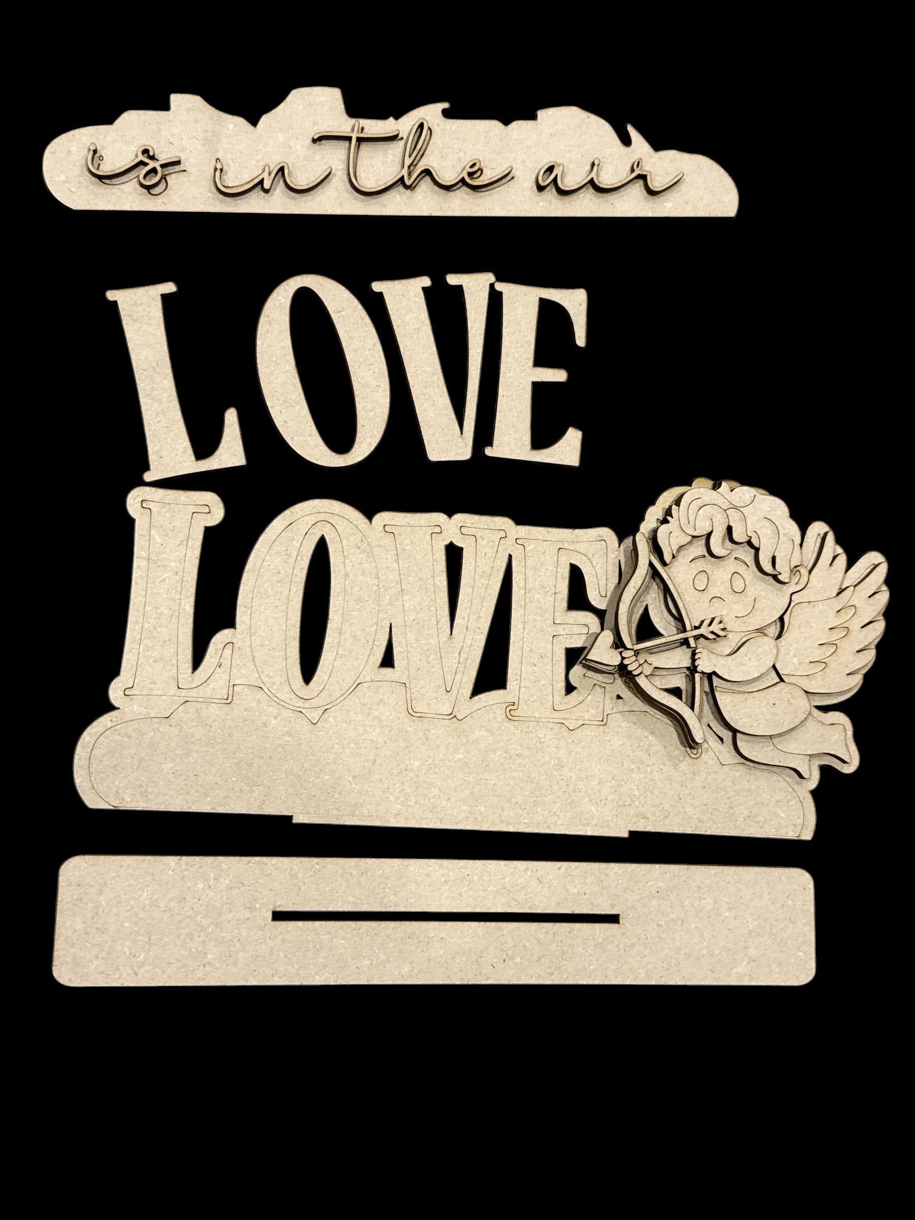 DIY Love is in the air, Snowman Unfinished, Word Art, Cupid
