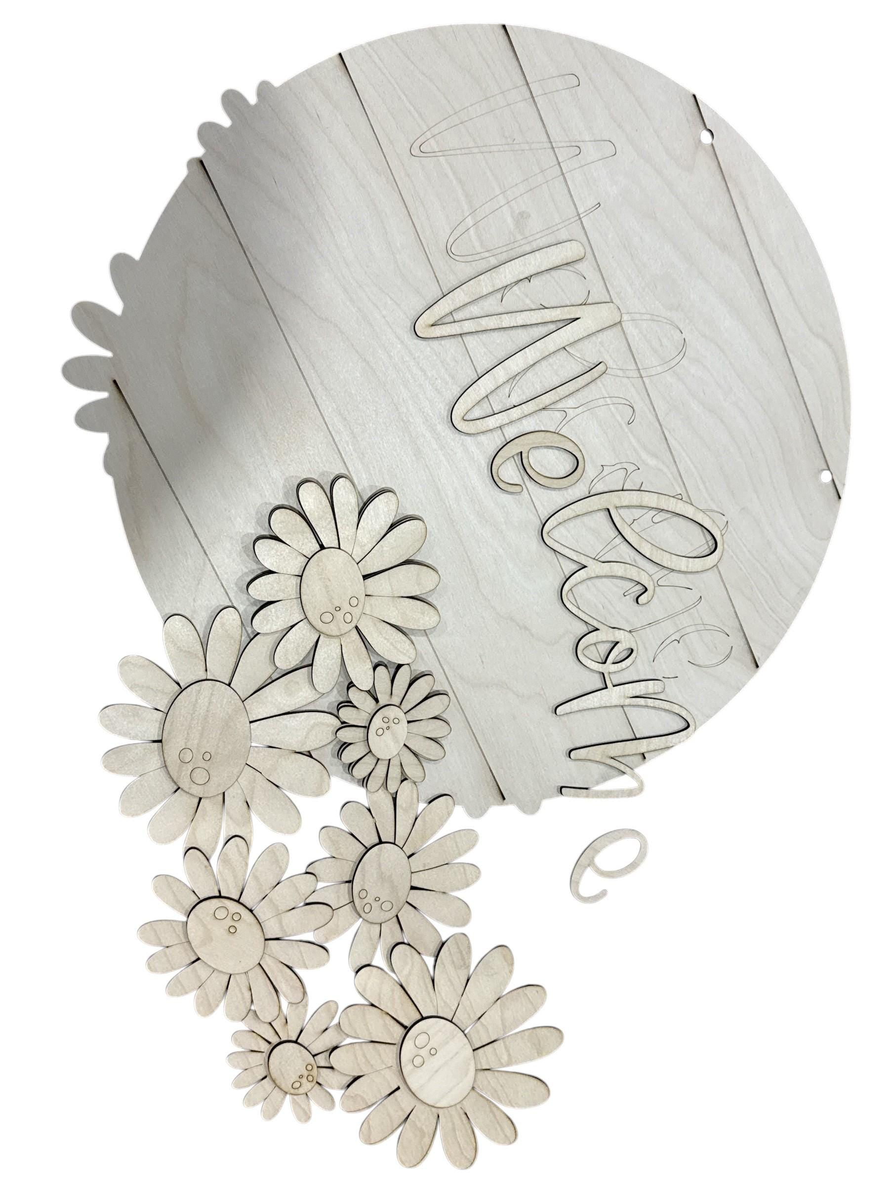DIY Welcome Daisies Door Hanger, Unfinished Daisy