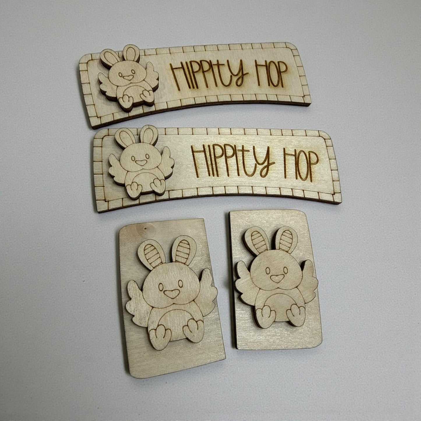 DIY Hippity Hop Claw Clip: Unfinished Wood Laser Cut Blank, Easter, Hippity Hop Easter Bunny