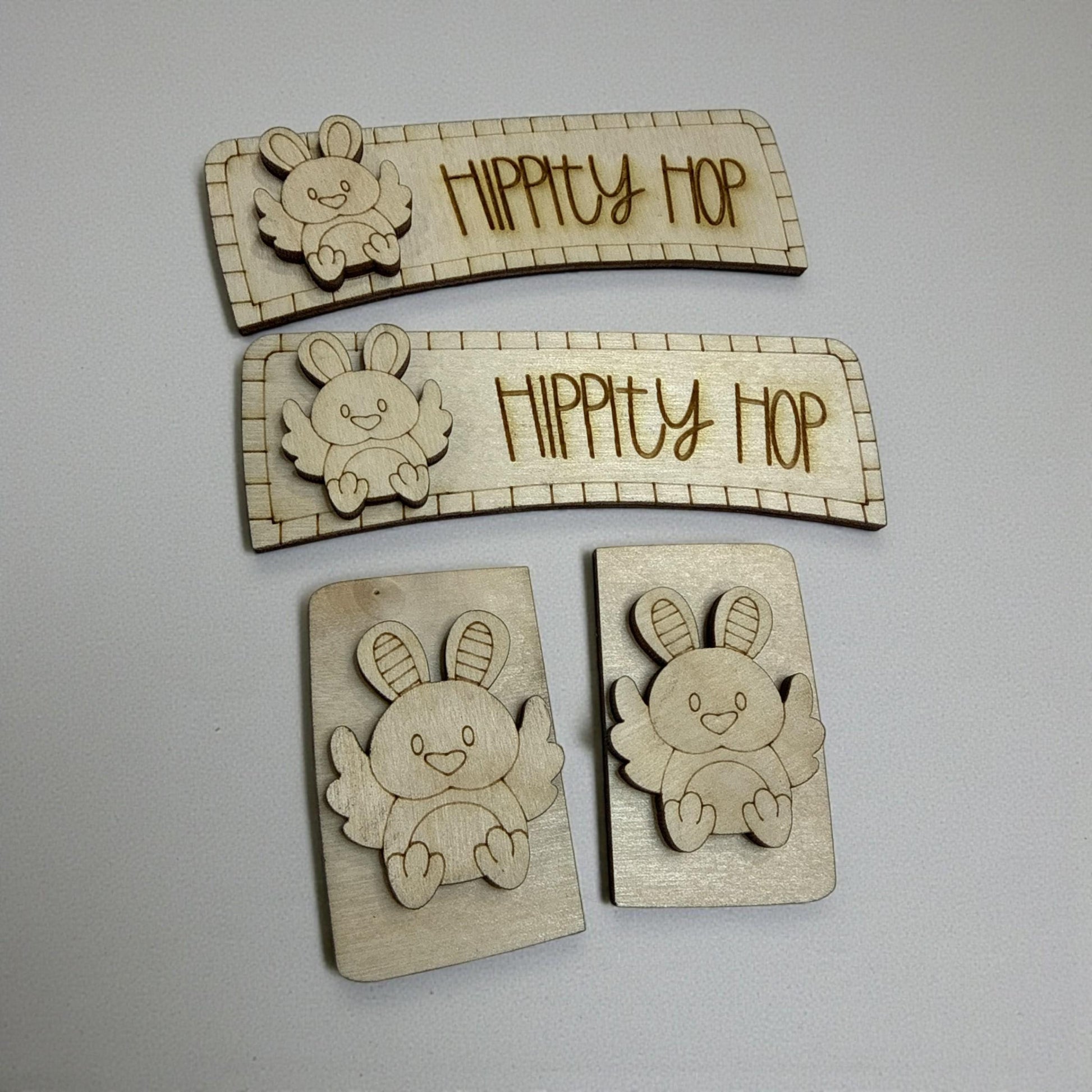 DIY Hippity Hop Claw Clip: Unfinished Wood Laser Cut Blank, Easter, Hippity Hop Easter Bunny
