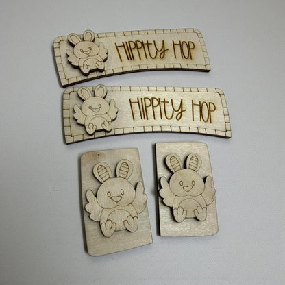 DIY Hippity Hop Claw Clip: Unfinished Wood Laser Cut Blank, Easter, Hippity Hop Easter Bunny