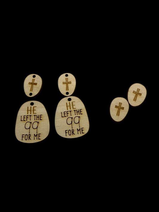 DIY He left 99 for me Earrings, Religious Unfinished, Cross Earrings, Post and Dangles
