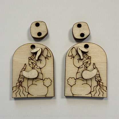 DIY Easter Bunny, Happy Easter Chic, Hopping Bunny, Bunny with Carrots Earrings, Easter Unfinished