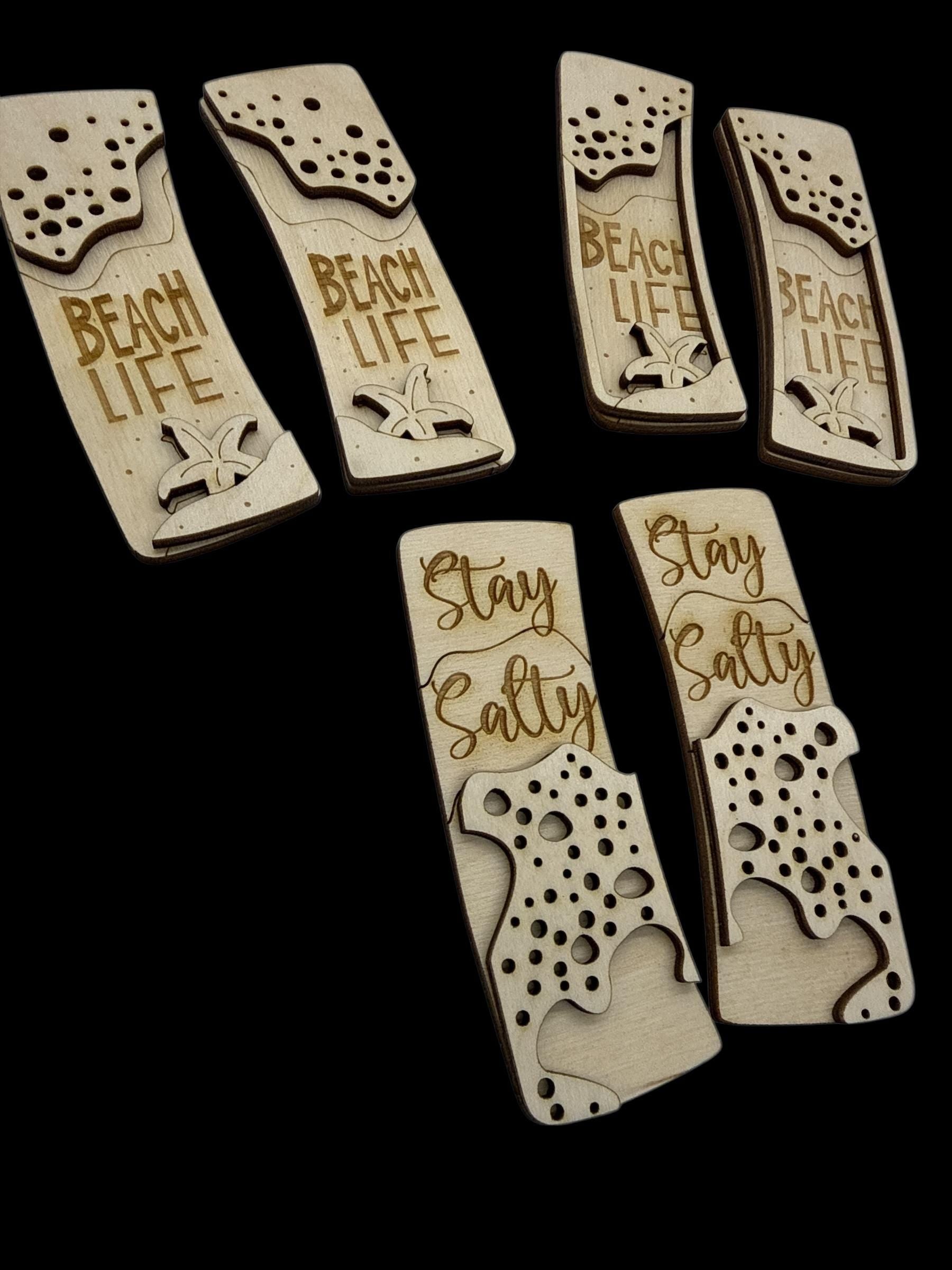 DIY Beach Life, Stay Salty Claw Clip: Unfinished Wood Laser Cut Blank, 4", Summer Claw Clips, Summer Time Hair Clips
