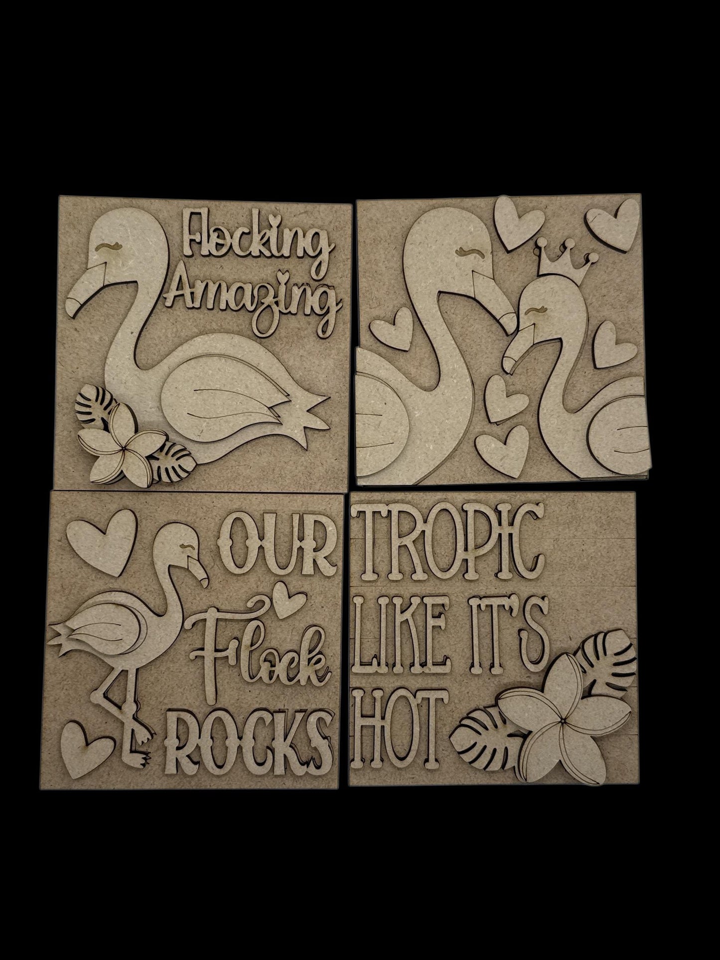 DIY Flamingo Squares, DIY Ladder Inserts, Flamingo our flock rocks, Ladder Inserts Craft, Paint Your Own, Flocking amazing, Tropic