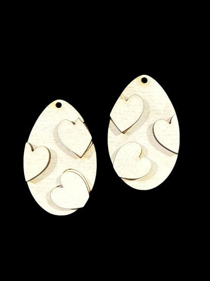 DIY Valentine Hearts, Earrings, Unfinished Earrings, Valentine Fun Earrings, 3D