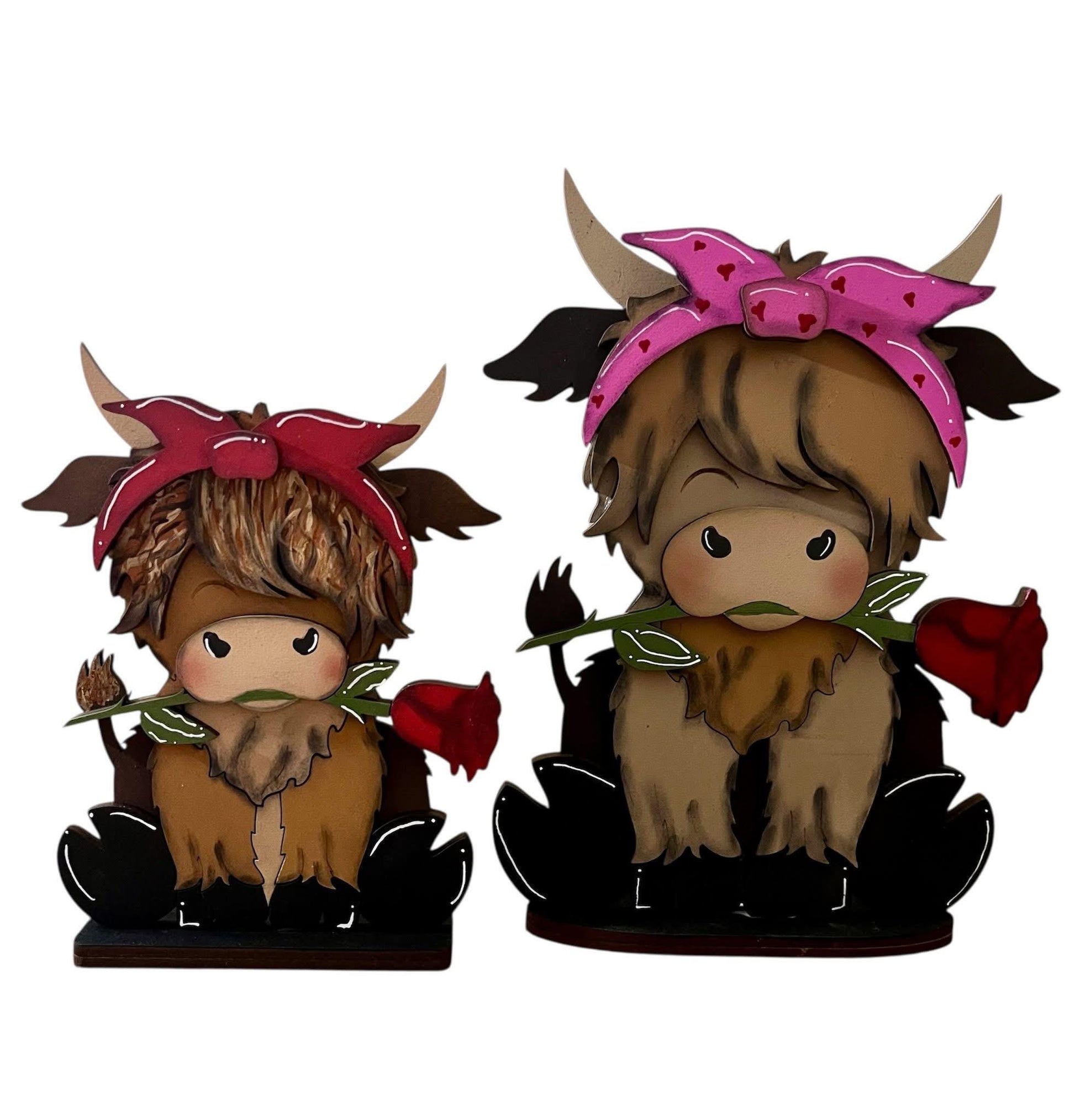 DIY Highland Rose Valentine Standing Cow, Valentine's Unfinished Shelf Sitter