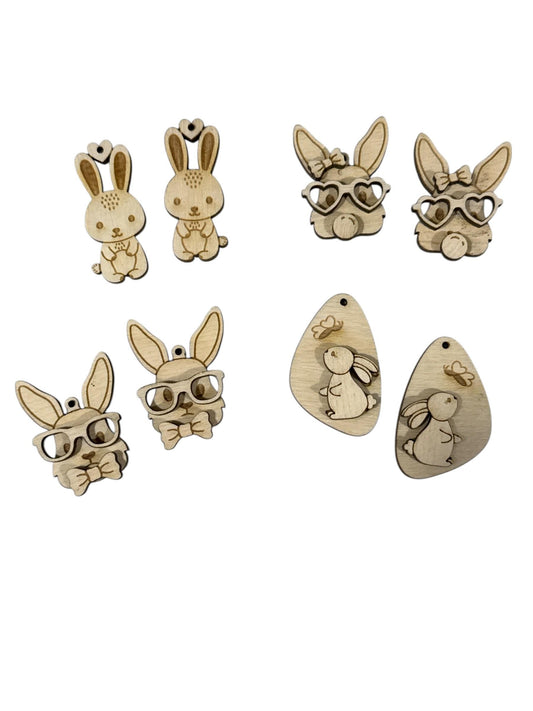 DIY Easter #2 Earrings, Bunny, Bunny ears, Bunny Glasses Unfinished
