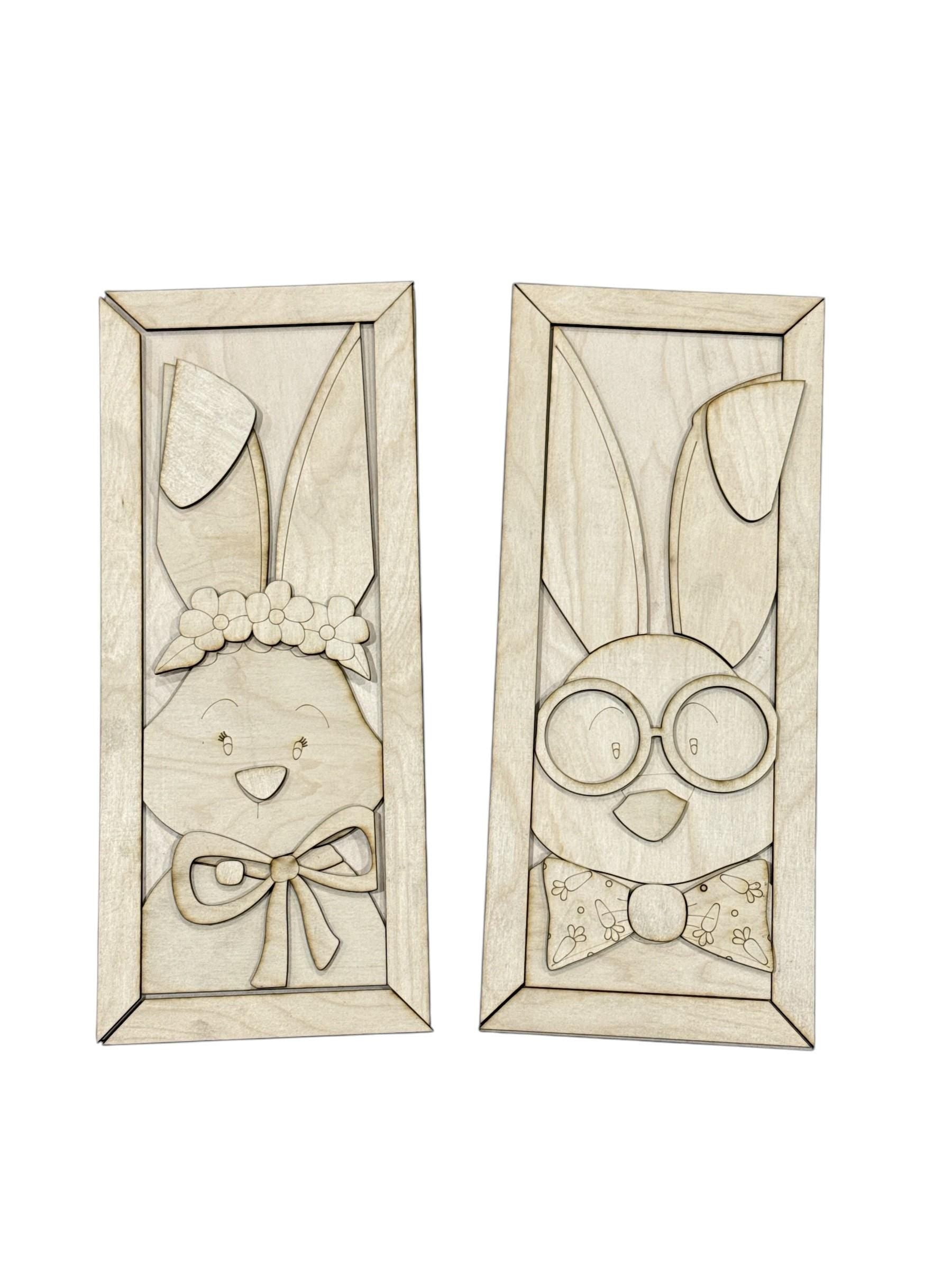 DIY Bunny Shelf Leaner, Bunny Boy, Bunny Girl Unfinished