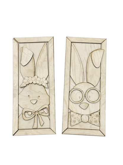 DIY Bunny Shelf Leaner, Bunny Boy, Bunny Girl Unfinished