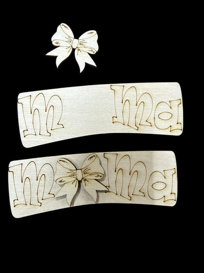 DIY Mama with Bow Hair Clip, Mama with bow Earring, Hair Clip 4", Unfinished clip, fun to paint, earrings, bows