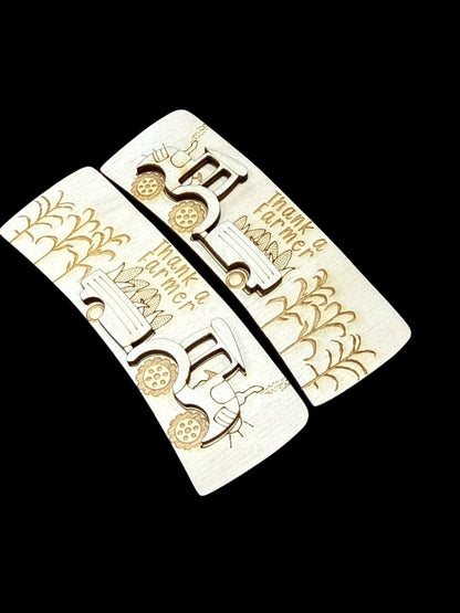DIY Thank a Farmer Claw Clip, Laser Wood Laser Blank Hair Clip Pieces, Unfinished Hair Clip, Wood is Ready to Paint, 4"