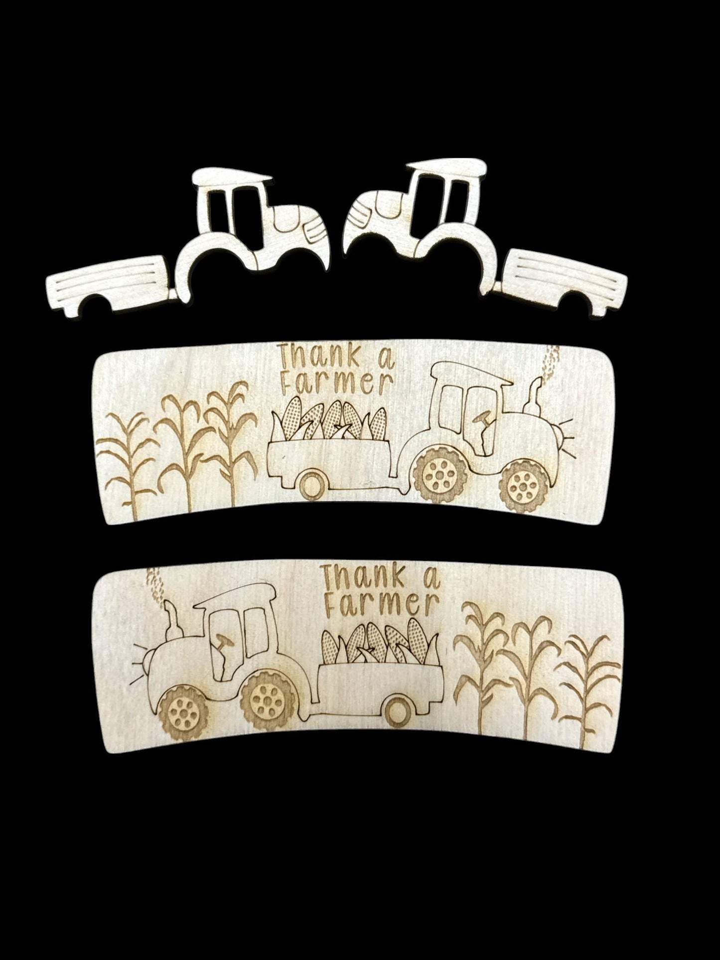 DIY Thank a Farmer Claw Clip, Laser Wood Laser Blank Hair Clip Pieces, Unfinished Hair Clip, Wood is Ready to Paint, 4"