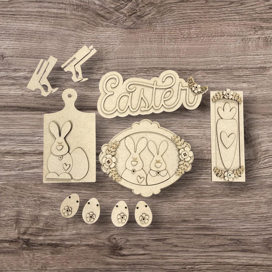 DIY Easter Decor Set, Bunny Tray Set, Tiered Tray Set, Easter Tray Set