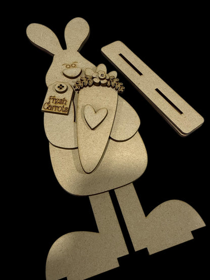 DIY Easter Bunny Shelf Sitter, Easter Fun, Shelf Sitter, Spring Unfinished, Bunny and Carrot, Primitive bunny to paint