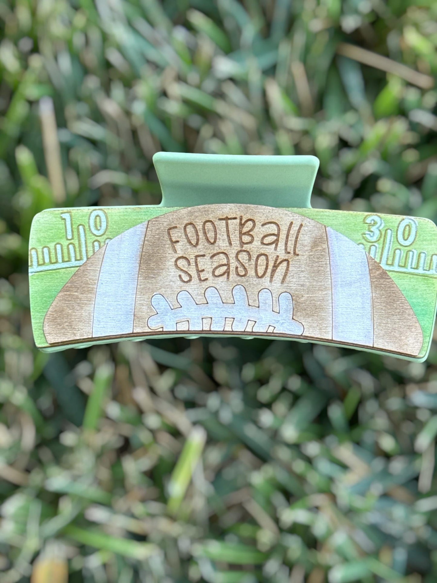 Football Season Hair Clip: Hand-Painted Claw Clip, Wooden