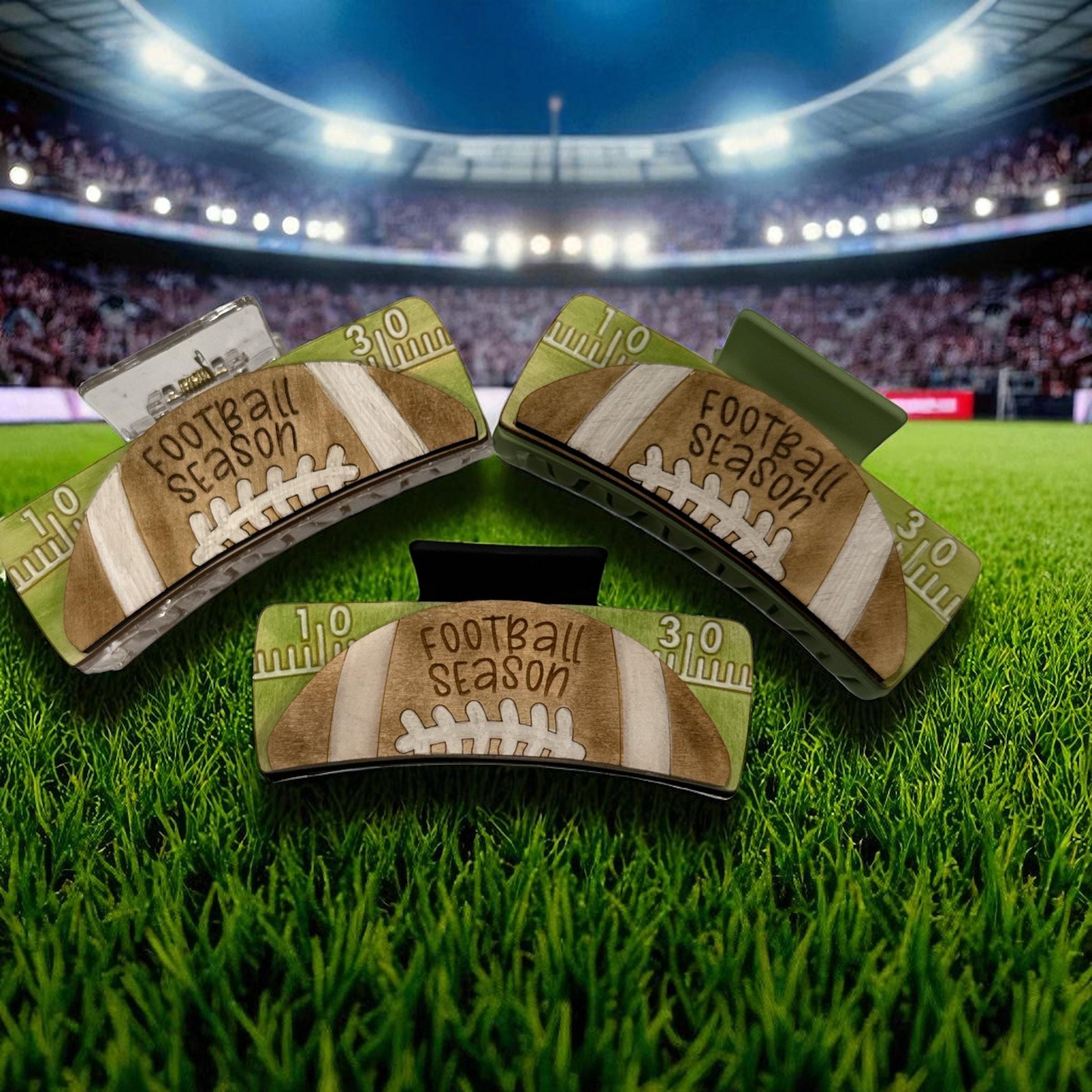 Football Season Hair Clip: Hand-Painted Claw Clip, Wooden