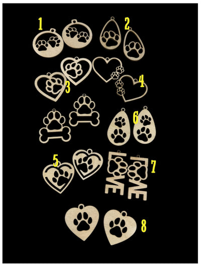 DIY Dog Lover Earrings, Unfinished Dog Wooden Earrings