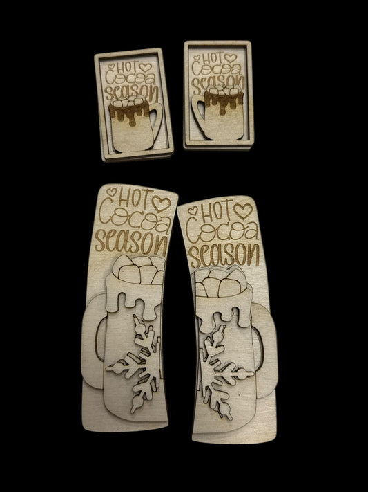 DIY Hot Cocoa Claw Clip: Unfinished Wood Laser Cut Blank, 2" and 4"