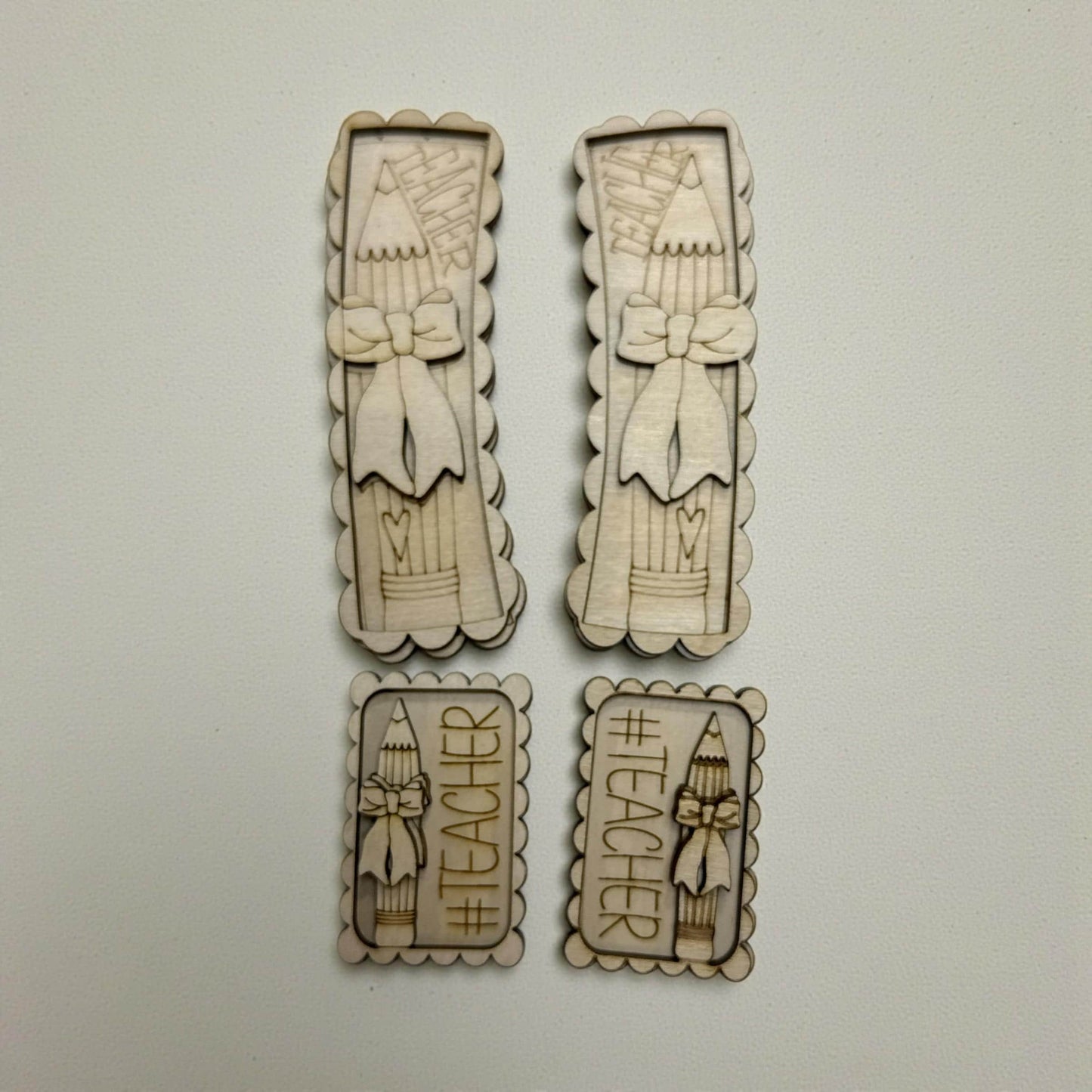 DIY Heart Teacher Pencil Claw Clip: Unfinished Wood Laser Cut Blank, 2" & 4"