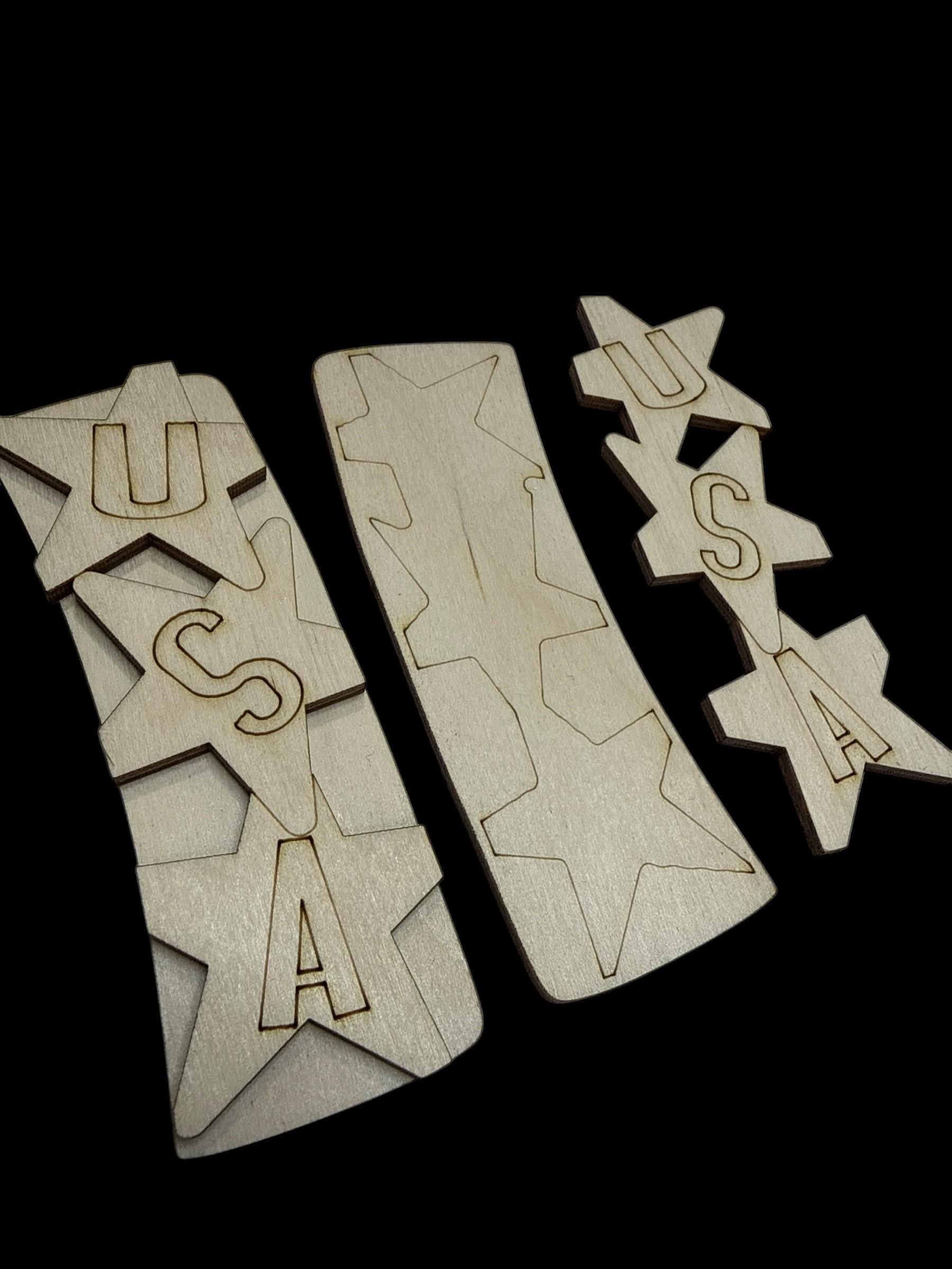 DIY USA 4th of July Claw Clip: Unfinished Wood Laser Cut Blank, Memorial Day