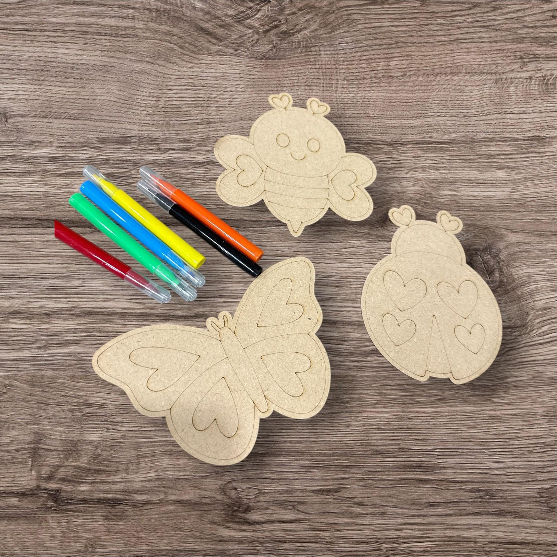 DIY Summer Fun Crafts, Unfinished Ladybug, Butterfly Kit, Kids Crafts, Kids DIY Crafts, Butterfly Crafts