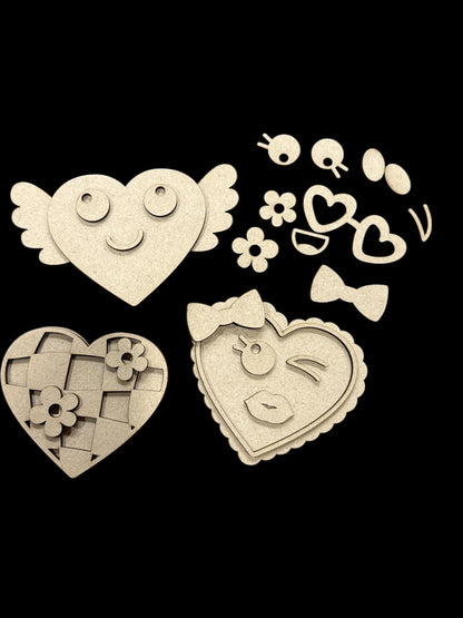 DIY Valentine Fun Crafts, Unfinished Hearts, Heart Faces, Kids Crafts