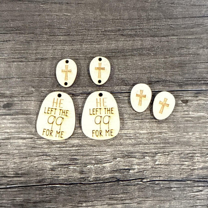 DIY He left 99 for me Earrings, Religious Unfinished, Cross Earrings, Post and Dangles