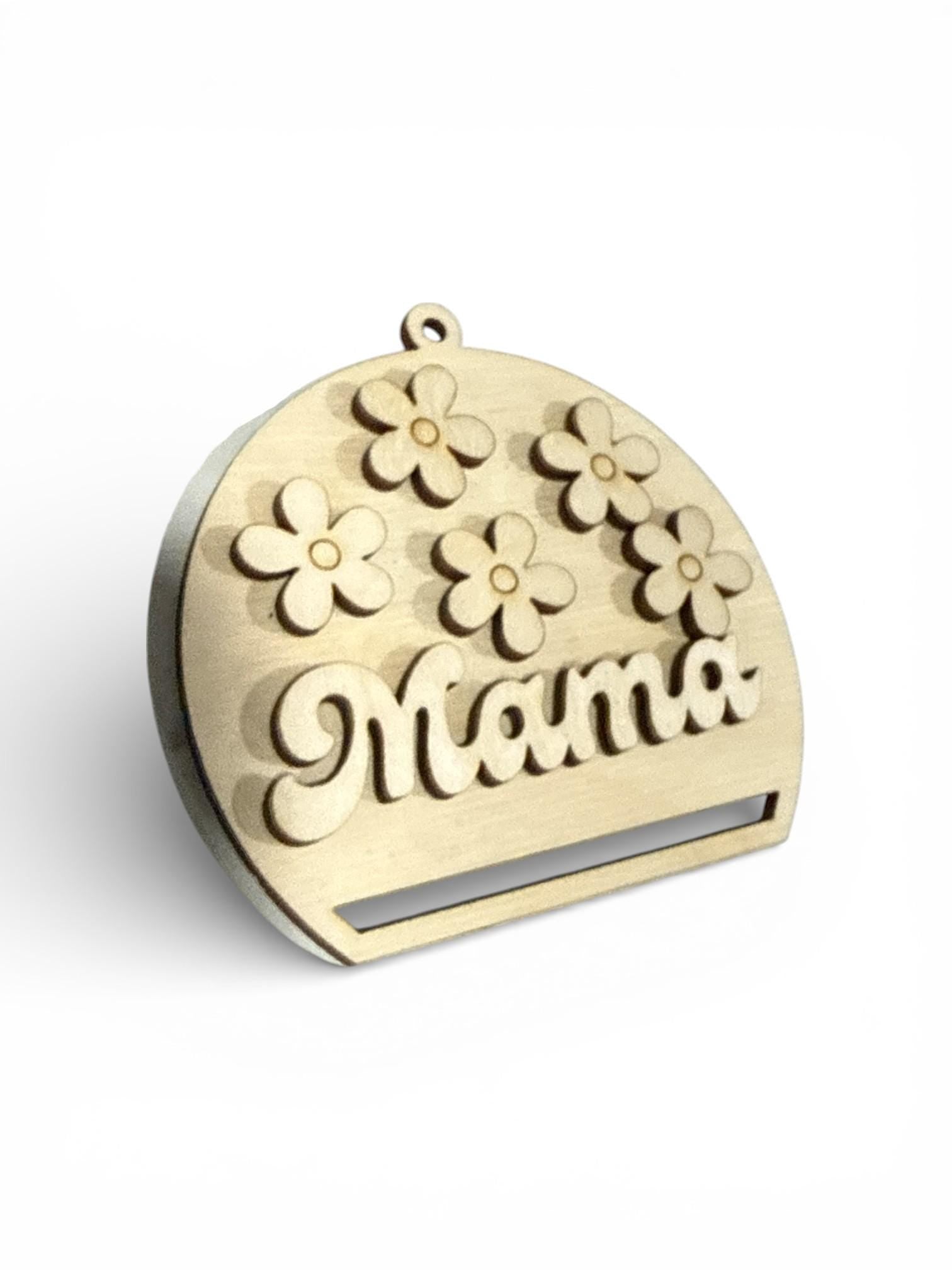 DIY Mama Car Charm, Macrame Unfinished, Unfinished Wooden Car Charms, DIY Charm, Car Accessories, Mama with Flowers