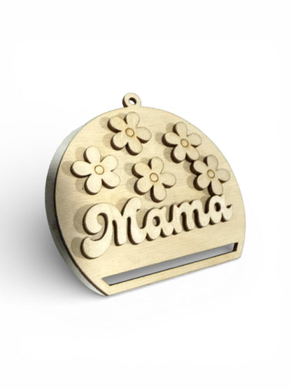 DIY Mama Car Charm, Macrame Unfinished, Unfinished Wooden Car Charms, DIY Charm, Car Accessories, Mama with Flowers