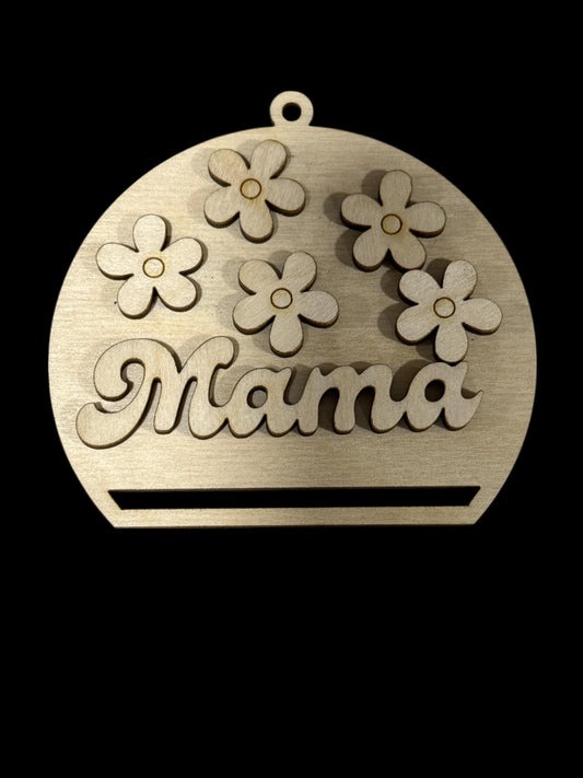 DIY Mama Car Charm, Macrame Unfinished, Unfinished Wooden Car Charms, DIY Charm, Car Accessories, Mama with Flowers