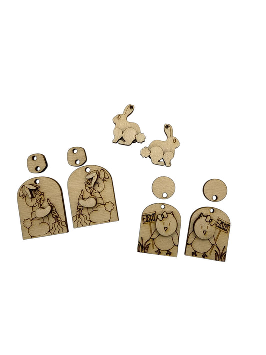 DIY Easter Bunny, Happy Easter Chic, Hopping Bunny, Bunny with Carrots Earrings, Easter Unfinished