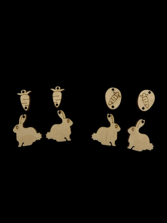 DIY Bunny with Carrot, Hopping Bunny, Bunny with Carrots Earrings, Easter Unfinished