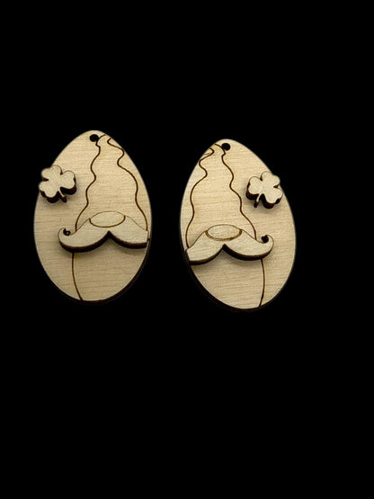 DIY St Patrick's Gnome Earrings, Lucky Gnome Unfinished, Dangles, Gnome for St Patrick's, Lucky Earring