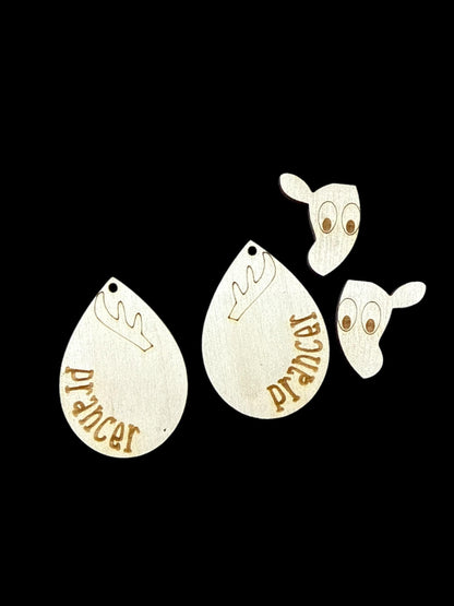 DIY Prancer Wood Earrings: Unfinished Craft Jewelry, Christmas Earrings