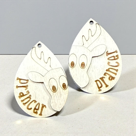 DIY Prancer Wood Earrings: Unfinished Craft Jewelry, Christmas Earrings